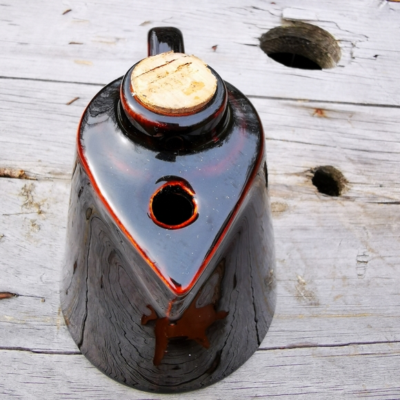 Vintage High Gloss Brown Glaze Pottery Leroux Creme de Cafe Jug Decanter - Picture 7 of 17